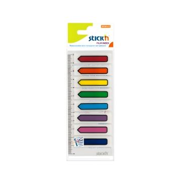Zakładki indeksujące strzałki 8x15szt.+linijka 12 cm STICK`N