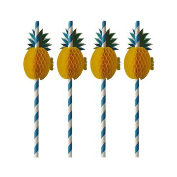 Słomki papierowe Ananas zadrukowane 6 mm x 200 mm opakowanie 50 sztuk