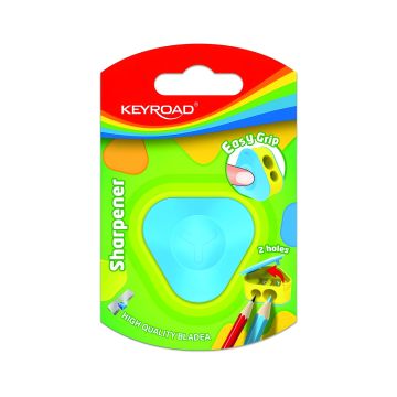 Temperówka plastikowa trójkątna podwójna KEYROAD mix kolorów 1 sztuka