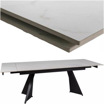 Stół rozkładany ceramika biały mat stelaż czarny 160-220x90 cm Laconi Signal
