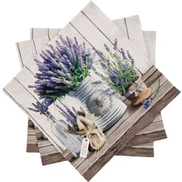 Serwetki Papierowe Paw Lavender in Bucket 33x33cm 20 sztuk