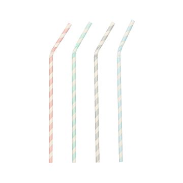 Słomki papierowe elastyczne pastelowe kolory 6 mm x 220 mm opakowanie 100 sztuk