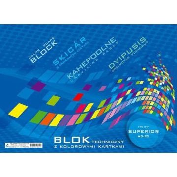 Blok techniczny A4 10 kartek KRESKA kolorowy 170g/m2