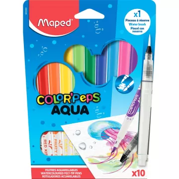 Flamastry akwarelowe Colorpeps Aqua 10 sztuk z pędzelkiem