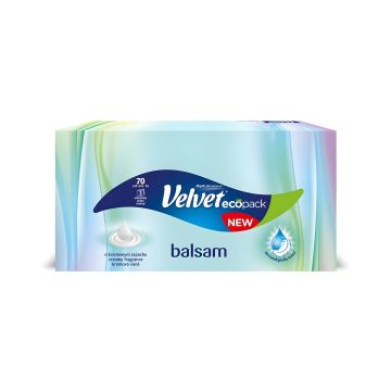Chusteczki uniwersalne papierowe VELVET Balsam z kremowym zapachem 3-warstwowe białe 70 listków