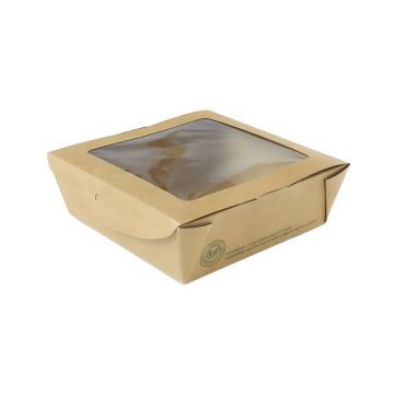 Pojemnik papierowy z okienkiem 650 ml 12 x 12 x 4,5 cm 50 szt.