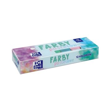 Farby plakatowe Oxford pastelowe 12 kolorów w słoiczkach o pojemności 20 ml