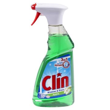 Płyn do mycia szyb CLIN o zapachu jabłka z wygodną pompką 500ml butelka