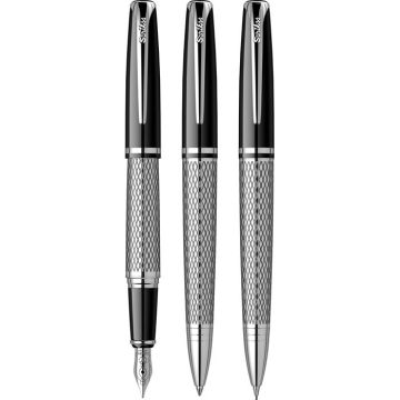 Zestaw ołowek pióro i długopis Scrikss Pera 477 w etui, chromowane