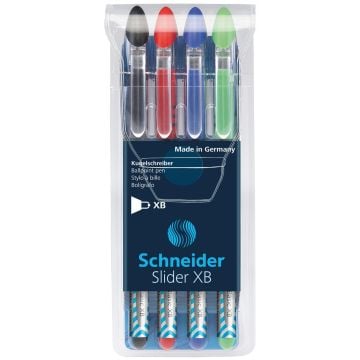 Zestaw długopisów Schneider Slider Basic extra bold 4 sztuki miks kolorów podstawowych