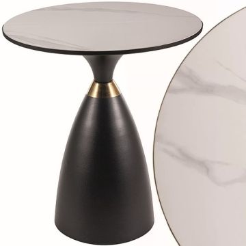 Stolik kawowy okrągły 50 cm marmur biały Gemini Signal