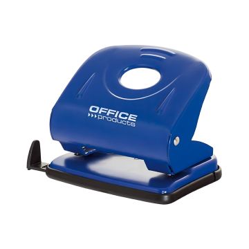 Dziurkacz biurowy OFFICE PRODUCTS do 30 kartek metalowy w kolorze niebieskim