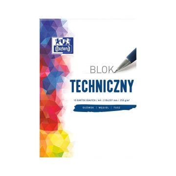 Blok techniczny Oxford biały format A4 10 arkuszy