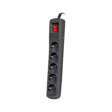 ARMAC listwa zasilająca R5 5m czarna 5x230V PL 10A przeciwprzepięciowa