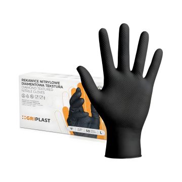Rękawice nitrylowe czarne grip "l" 50 szt.