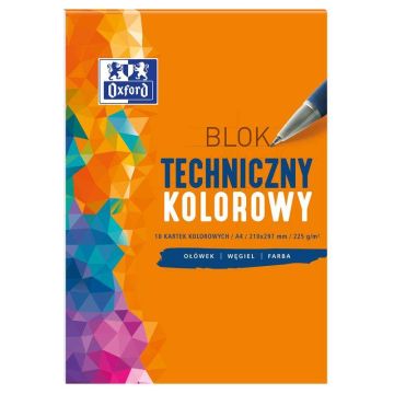 Blok techniczny kolorowy Oxford format A4 10 kartek
