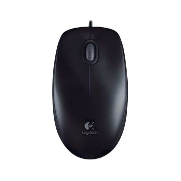 Mysz Logitech B100 optyczna 800 DPI czarna, OEM przewodowa, USB  szare pudełko