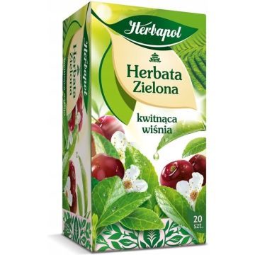 Herbata Zielona Herbapol Kwitnąca Wiśnia 20 torebek po 1,7g