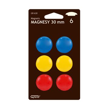 Magnesy GRAND CM-30/ GR630 zestaw kolorów, 6 sztuk