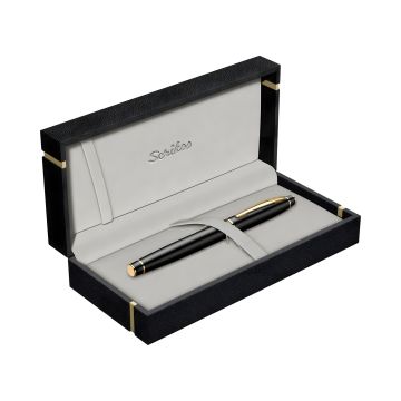 Stylowe czarne pióro Scrikss Noble Roller Mat Black Gold 35 w etui z logo BiuroPaczka