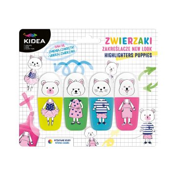 Zakreślacze Kidea Zwierzaki zestaw 4 sztuki - kolory mix