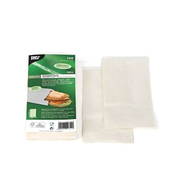 Torebka papierowa śniadaniowa tłuszczoodporna biała 10+3 x 21 cm 100 sztuk