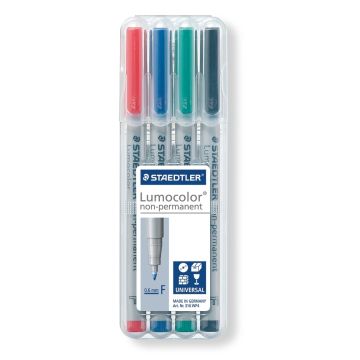 Foliopis Zmywalny Staedtler Lumocolor, F, 4 Kolory