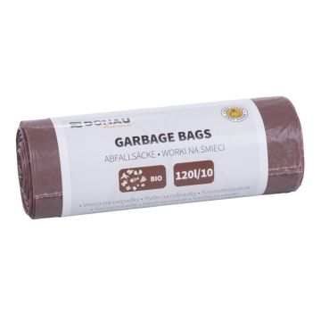 Worki na śmieci DONAU HOME, do segregacji, odpady BIO (LDPE), 120l, 10 szt., brązowe