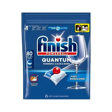 Kapsułki do zmywarki Finish Powerball Quantum All in 1 Fresh 80 szt. – skuteczne mycie, ochrona szkła i świeży zapach
