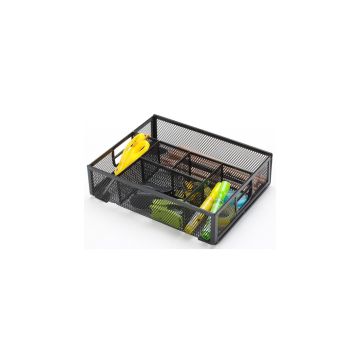Organizer na biurko Q-CONNECT Office Set metalowy boczny z 6 komorami czarny