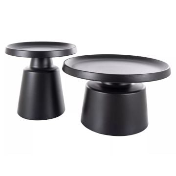 Zestaw okrągłych stolików kawowych czarny mat metal Rodosc Signal