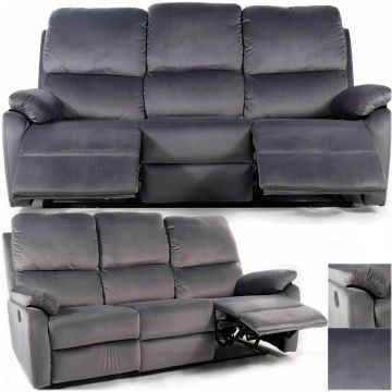 Sofa aksamitna rozkładana 3-osobowa szara XL Spencer Signal
