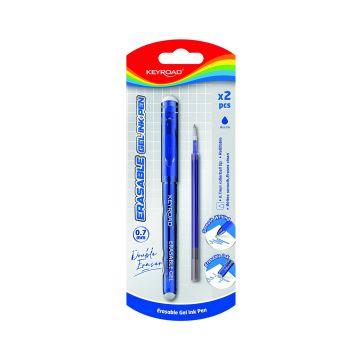 Długopis wymazywalny KEYROAD 0,7mm niebieski z wkładem zapasowym blister