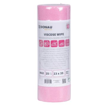 Ścierka kuchenna z wiskozą 70% DONAU HOME rolka maxi 23x39cm 25 listków różowa