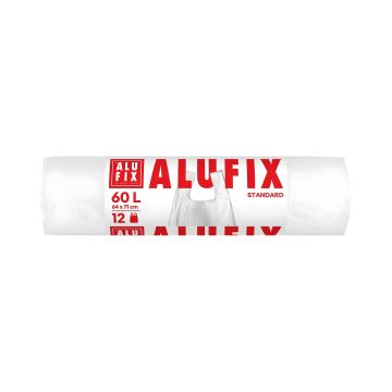 Worki na śmieci z uszami ALUFIX HDPE białe 60l 64x71cm 12 sztuk