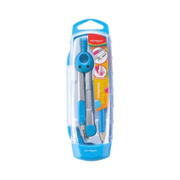 Cyrkiel metalowy KEYROAD Jelly-Bean w etui, mix kolorów, pakowany w display