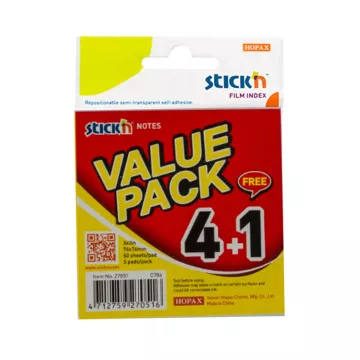 Notes Samoprzylepny Pastelowy 76x76 mm Zestaw 4+1 Gratis