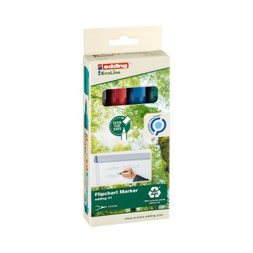 Marker do flipchartów Edding Ecoline, okrągła końcówka 1,5-3 mm, mix kolorów, 4 szt.