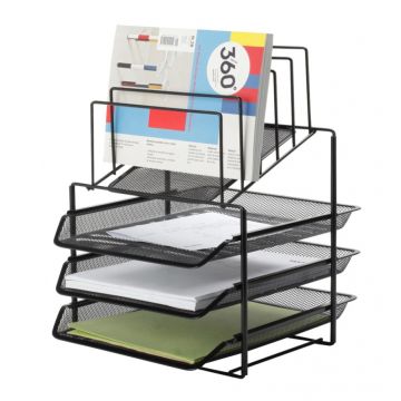 Zestaw na biurko metalowy Q-CONNECT Office Set z sorterem dokumentów 3 szufladki czarny