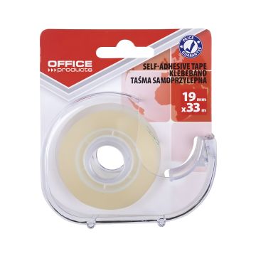 Taśma biurowa OFFICE PRODUCTS szerokość 19mm długość 33m z dyspenserem transparentna