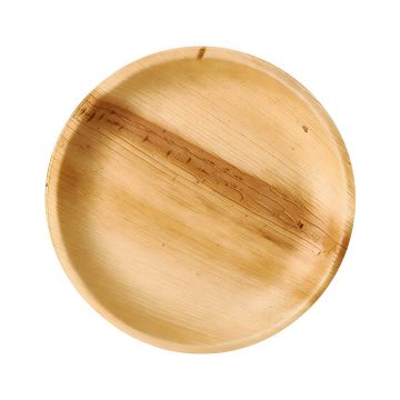 Talerz papierowy z liści palmowych okrągły 23 x 2,5 cm 25 sztuk ekologicznych