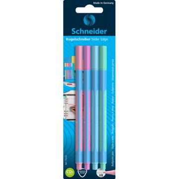 Długopis Schneider Slider Edge Extra Black 1,4 mm, 4 szt. blister mix pastel