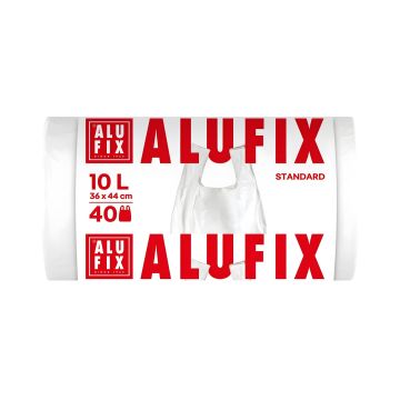 Worki na śmieci ALUFIX z uszami HDPE białe 10l 40 sztuk
