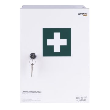 Apteczka ścienna stalowa DONAU SAFETY DIN 13157 +A biała 30,2x22x12 cm