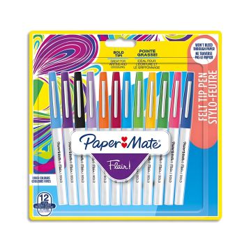 Flamastry Paper Mate Flair Bold niebieskie końcówka gruba