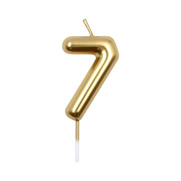 Świeczka urodzinowa cyfra 7 PARTY GO złota wysokość 6 cm