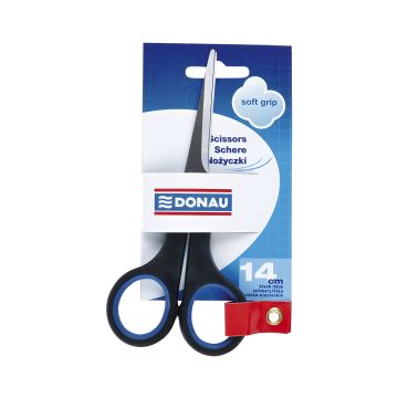 Nożyczki biurowe DONAU Soft Grip, ergonomiczne, niebieskie, 14 cm, 1 sztuka