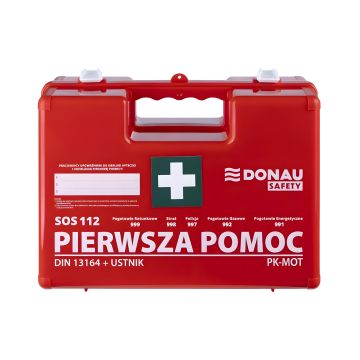 Apteczka DONAU SAFETY plastikowa K-10 +A pomarańczowa z wyposażeniem DIN 13164