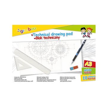 Blok techniczny GIMBOO biały format A3 gramatura 150gsm 10 arkuszy