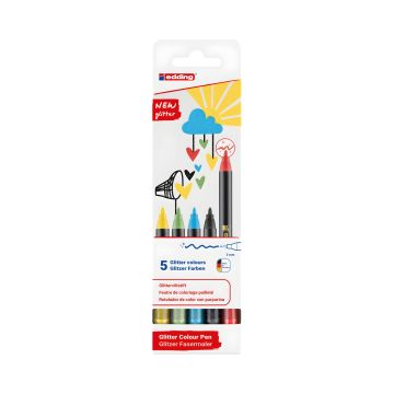 Pisak z cienką końcówką Edding E-1200, 3 mm, 5 szt. mix kolorów brokatowych